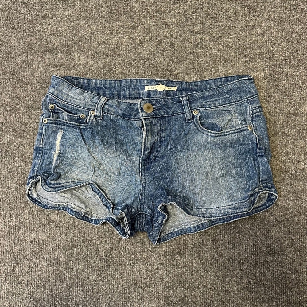 Forever 21 Shorts Womens Size 28 Blue Distressed Low Rise Denim Casual Summer